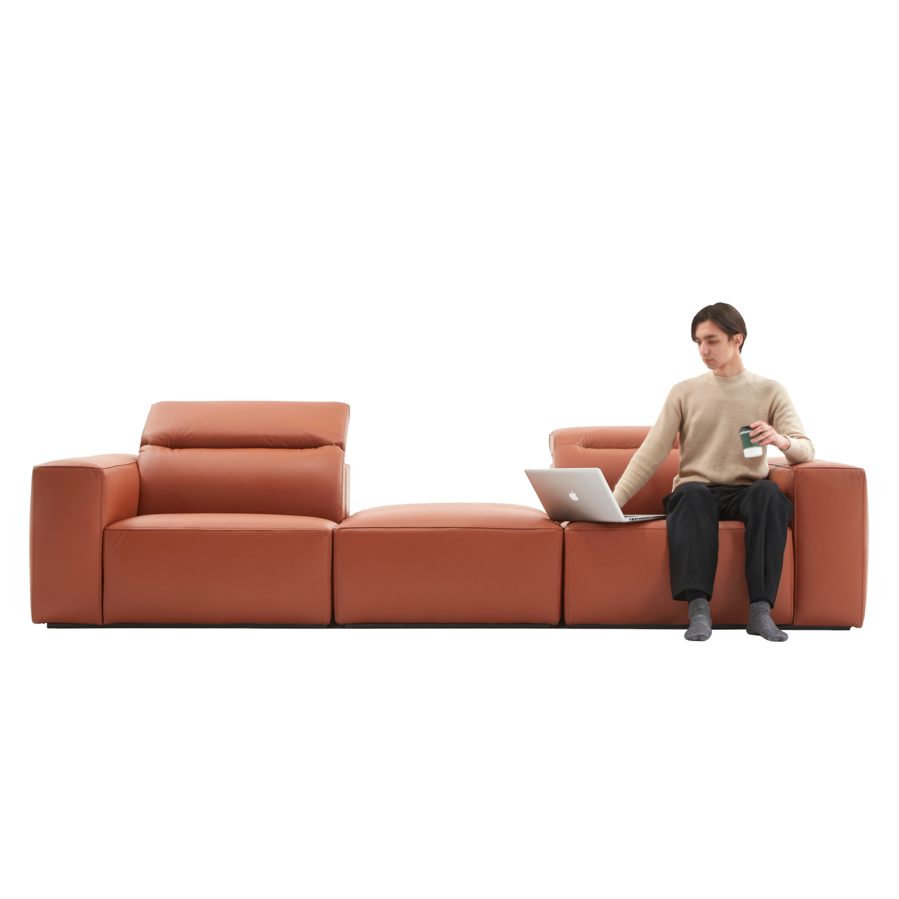 (주)도이치[4주 주문제작]              DOICH ®    PEN1 modular sofa 도이치 펜1 모듈 3인소파+스툴  /(올가죽 사양/ 7개 가죽컬렉션 선택)